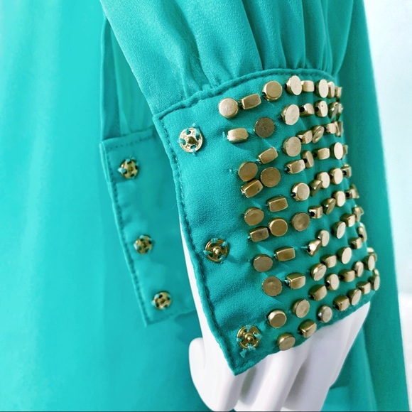 Arden B. Teal Dress w/ Triangle Cutout on Back - Picture 11 of 16